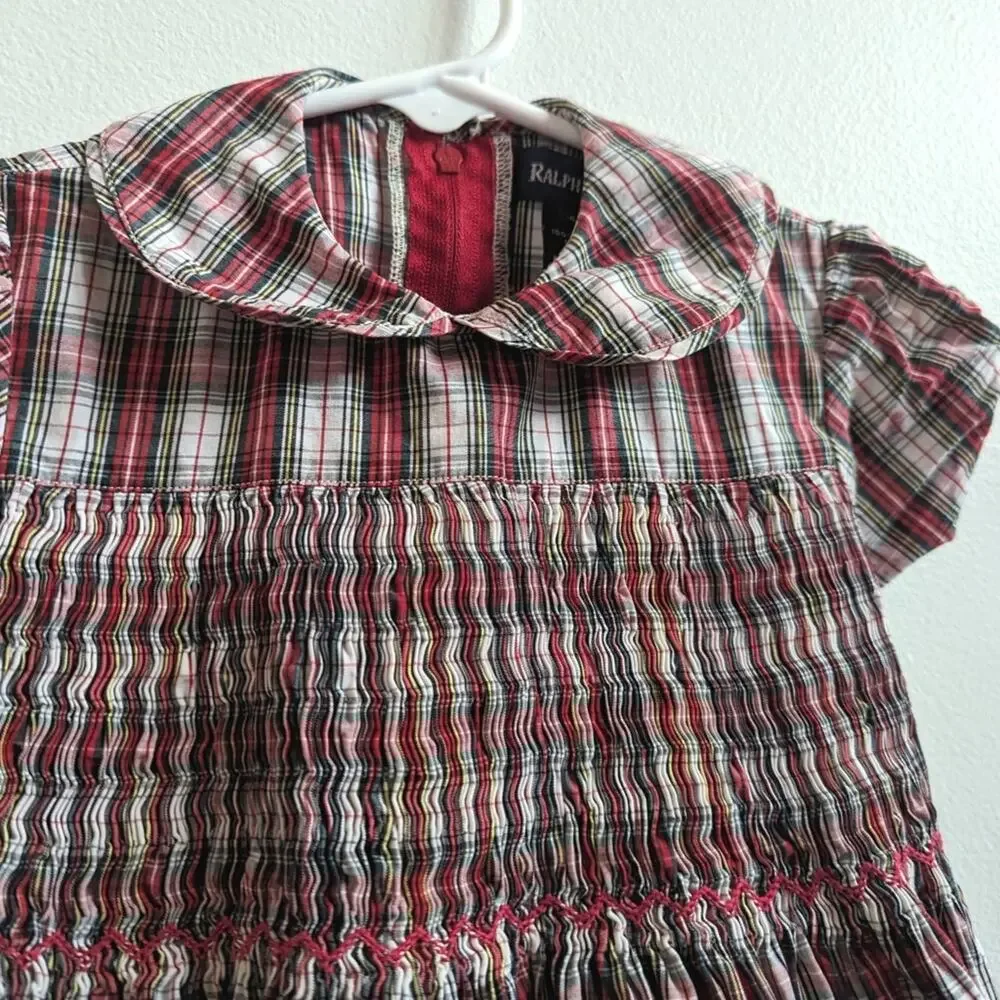 Ralph Lauren Classy Christmas Smocked Dress Girls 18-24m Tartan Plaid